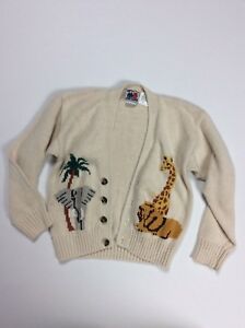 Petes Partner Infant Cardigan Sweater Vintage Animal Theme Ivory Size 5