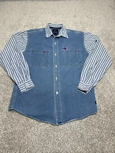 Vintage Bugle Boy Shirt Small Chambray button up Unique Striped Two Tone - Picture 1 of 14