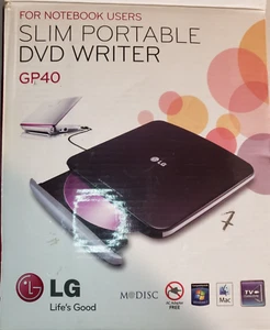 LG Slim Portable DVD Writer GP40 USB External For Notebook Users Tested and work - Picture 1 of 7