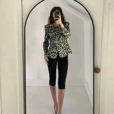 Escada Leopard Print Zip Front Blazer Jacket in Fantasy Size 38 - Image 1 of 4