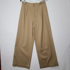 NWT A.n.a Womens Sz 6 Long High Rise Trousers Light Brown Single Pleat Wide Leg - Picture 1 of 19