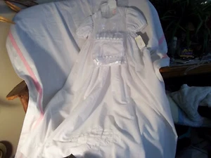 Petit Ami 6 Mo Girls Smocked Slip Bonnet Christening Dedication Embroidered - Picture 1 of 8