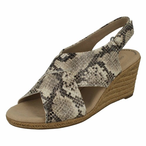 Ladies Clarks 'Lafley Alaine' Smart Wedge Heeled Sandals D Fitting