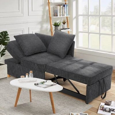 Convertible Sleeper Sofa 3-Seater Linen Fabric loveseat Sofa with 2 Pillows 💟 - Image 1 of 4