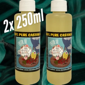 100% PURE CASTOR OIL 2x 250ml Bottles. - Foto 1 di 6