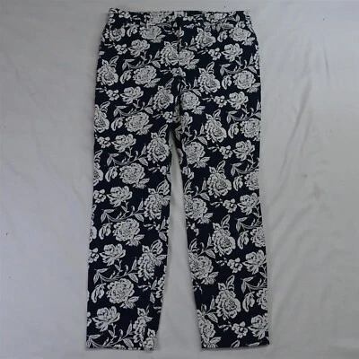 Pantalones de vestir elásticos al tobillo ajustados firma floral azul marino Gap 10 Foto 1 de 4