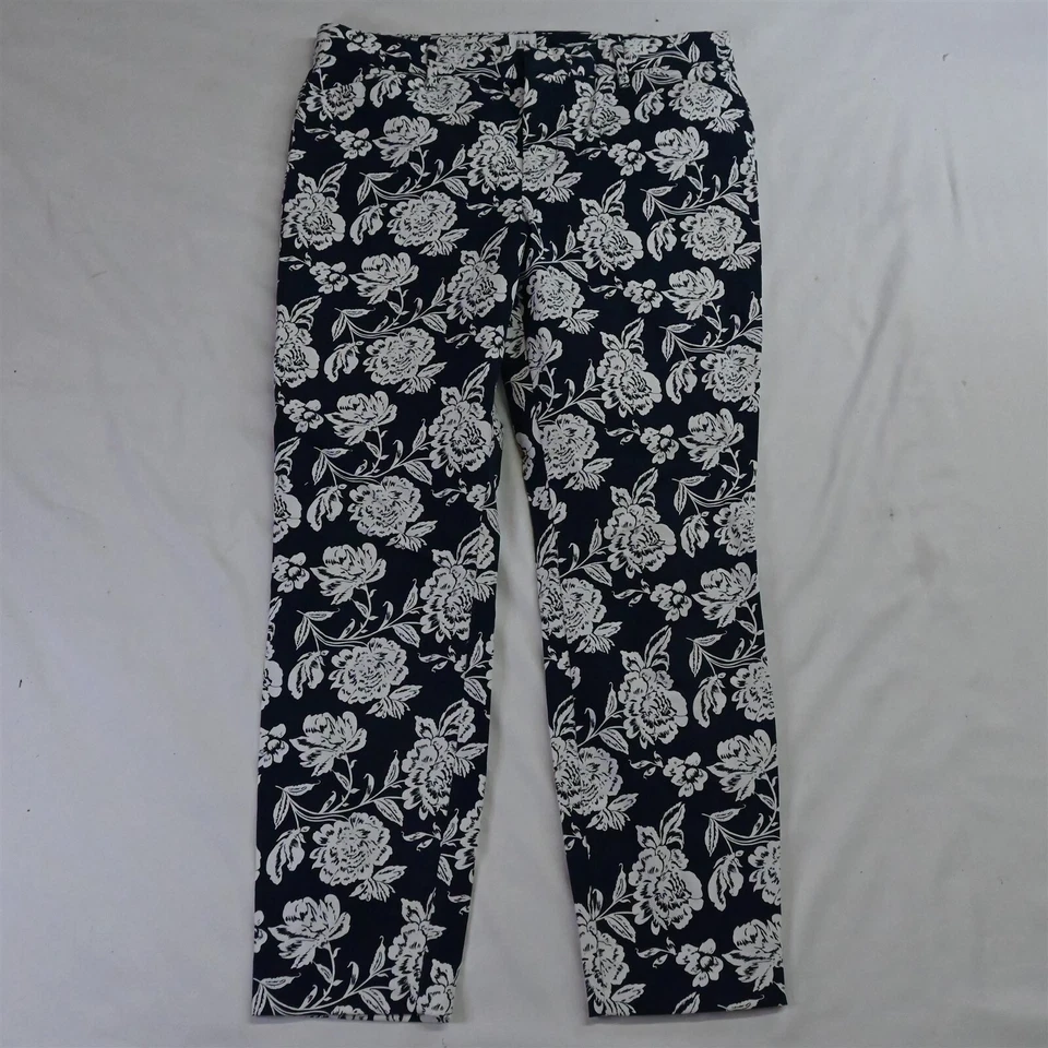 Pantalones de vestir elásticos al tobillo ajustados firma floral azul marino Gap 10 Foto 1 de 4