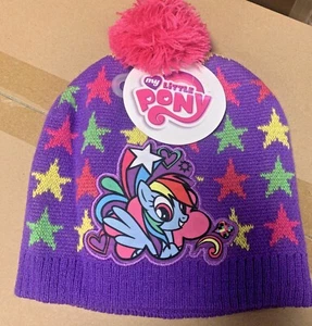 MY LITTLE PONY Knit Hat Stars Child Purple Beanie One Size Fits Most NWT Girl - Picture 1 of 6