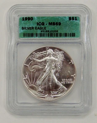 1990 - Silver American Eagle - ICG MS 69 - Image 1 of 2