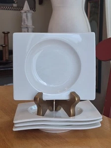 Villeroy & Boch 7"×5.7" New Wave Square White Appetizer/Canape Plates Set/4 EUC  - Picture 1 of 24