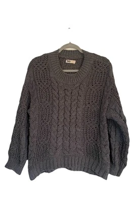 Suéter de chenilla tejido con cable gris SO para mujer talla S Foto 1 de 4