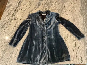 Giacca lunga Coldwater Creek Teal 10 P Petite a forma di velluto misto rayon seta - Foto 1 di 9