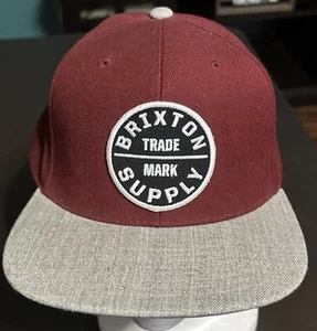 BRIXTON SUPPLY Snapback Adjustable Hat. Maroon Gray Blend - Picture 1 of 3