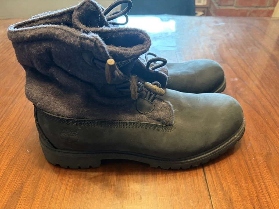 Botas Timberland azul marinho lã e couro fecho alternado tamanho 12 NOVAS - Imagem 1 de 4