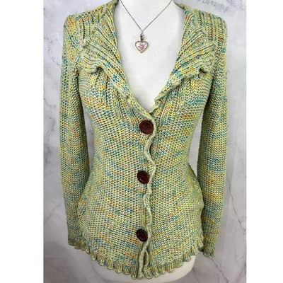 Cárdigan de Confeti y2k Suéter Tejido L Verde Madera Botones Casa Nymf Artístico Foto 1 de 4