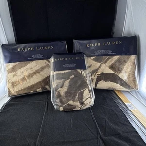 Vintage Ralph Lauren Queen Set Victoria Falls Tan Zebra Fitted, Flat, 1 Pillow - Picture 1 of 9