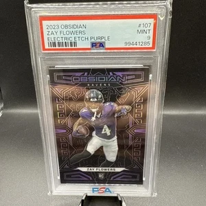2023 Panini Obsidian Zay Flowers Viola /75 PSA 9 Ravens Rookie RC - Foto 1 di 4