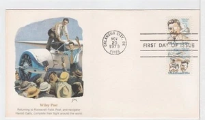 TurtlesTradingPost- Wiley Post Aviator- 1979 FDC #C95-6 Fleetwood Cachet - Zdjęcie 1 z 2