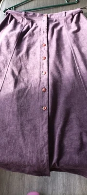 ladies purple long brushed velvet lined skirt button front size 16 - Image 1 of 4