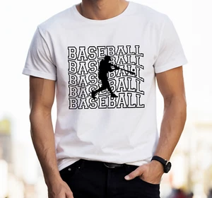 BASEBALL T-SHIRT w-curved echo letters & batter silhouette, Youth & Adult sizes - Picture 1 of 7