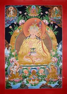 32.5" x 23.5" Guru Rinpoche Tibetan Buddhist Thangka Scroll Painting From Nepal - Picture 1 of 6