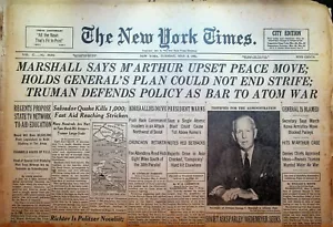 The New York Times 8 de mayo 1951 Guerra de Corea Premio Pulitzer Conrad Richter - Imagen 1 de 2