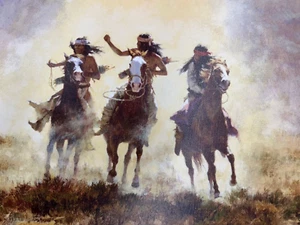 CHASED BY THE DEVIL Howard Terpning COA 232/350 Giclee Canvas MINT NEW on Roll - Picture 1 of 6