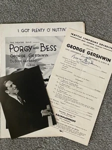 GEORGE GERSHWIN SIGNED PROGRAM, PORGY AND BESS, RHAPSODY IN BLUE, SEATTLE, OPERA - Picture 1 of 2
