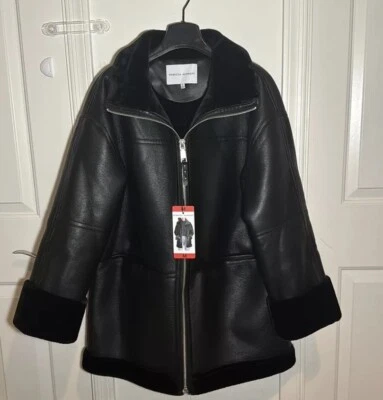 Abrigo de coche para mujer Rebecca Minkoff chaqueta negra talla M Foto 1 de 4