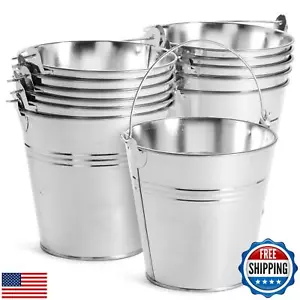 12 Pack Galvanized Metal Buckets with Handles for Party Decorations, Small Ti - Picture 1 of 5