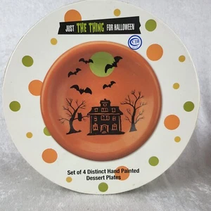 Just The Thing For Halloween Set 4 markante handbemalte Keramik Dessertteller - Bild 1 von 4