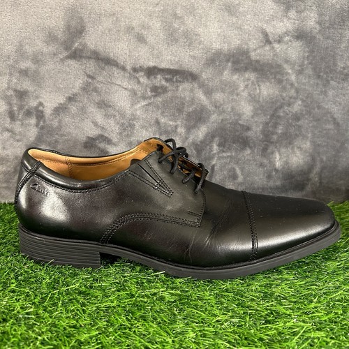 Scarpe eleganti Clarks Tilden Oxfords da uomo 11 5 M in pelle nera con lacci punta a cappuccio