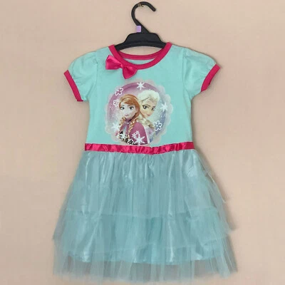 Frozen Print Short Sleeves Mesh Tutu Dress Trims Skirt For Girl Toddler Xirubaby - image 1 of 4