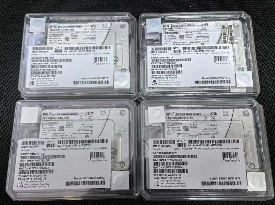 New Intel SSD DC S4620 480GB 960GB 1.92TB 3.84TB 2.5" SATA III 6Gb/s SSD LOT - Bild 1 von 1