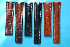 Watchband Replacement Fitting for Breitling Folding Clasp 22/20mm Black Braun - Picture 1 of 1