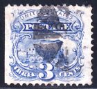 US STAMP #125 1875 3c Locomotive, blue WITHOUT GRILL USED $27,500 XF-XFS