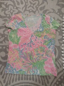 Lilly Pulitzer Michele V-Neck In HTF Lovers Coral Size XL - Picture 1 of 5