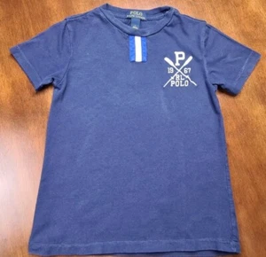 Polo Ralph Lauren 1967 RL POLO Boy's Short Navy Blue Sleeve Shirt Size 7 - Picture 1 of 8