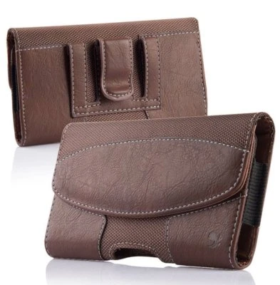 For Samsung Galaxy S7 Edge - BROWN Suede Leather Pouch Belt Clip Holster Case - Image 1 of 4