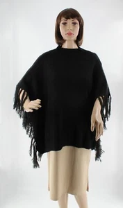 New BCBGMAXAZRIA Womens Fringe High Neck Poncho Topper Nwt #P86 - Bild 1 von 2
