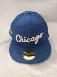 NEW ERA 59 FIFTY MLB CHICAGO WHITE SOX DENIM BLUE FITTED HAT SZ 7 3/8 MENS NEW - Picture 1 of 9