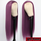 Heat Resistant Synthetic Lace Wigs Long Straight Purple Hair Fashion Women Soft