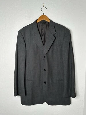 Donna Karan 签名男式西装外套 44/33 码常规深灰色羊毛意大利制造 — 第 1/4 张图片