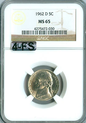 1962 D JEFFERSON NICKEL NGC MS65 MAC 4FS REGISTRY MAC SPOTLESS $2,000 IN FS * - Image 1 of 4