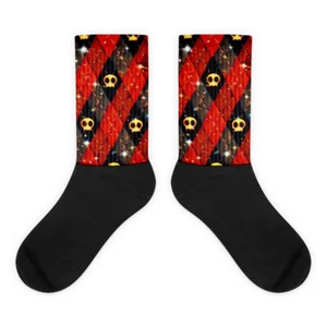 Socks red and black plaid skulls punk rock style - Picture 1 of 4