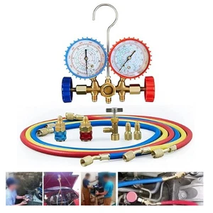 Heavy Duty Manifold Gauge Set for R410A 3 Five Foot Hoses for Easy Recognition - Picture 1 of 12