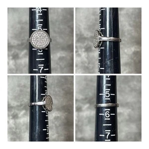 Sterling Silver Cubic Zirconia Circle Cluster Disk Band Ring 925 Sz 5.5 - Picture 1 of 8