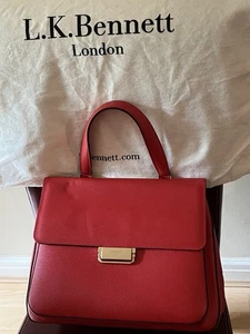 LK Bennett Red Large Leather Bag Top Handle Crossbody - Picture 1 of 18
