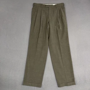 Dockers Premium Dress Pants Mens 32x32 Green Gray Relaxed Fit Polyester Wool - Picture 1 of 10