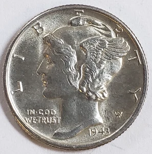 1943-P Mercury Silver Dime Great Condition - Picture 1 of 2